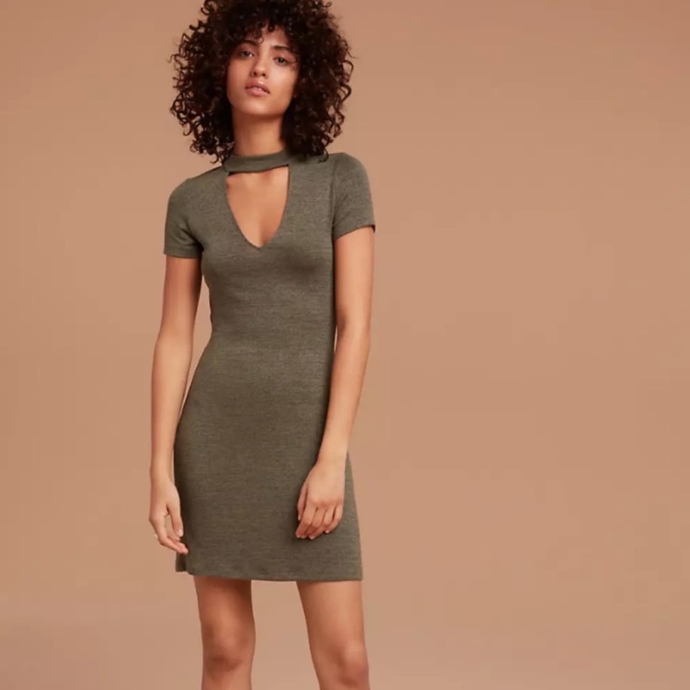 Aritzia Wilfred Free Choker Bodycon Blue Dress